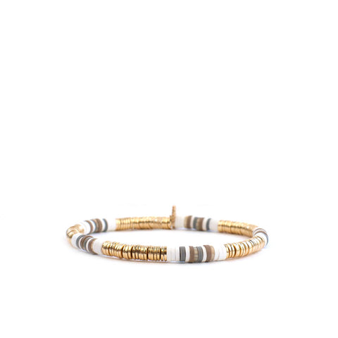 Marlyn Schiff - Small heishi & metal disc stretch bracelet