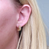 GoldFi - 18k Gold Filled CZ Leaf Clicker Hoop Earrings