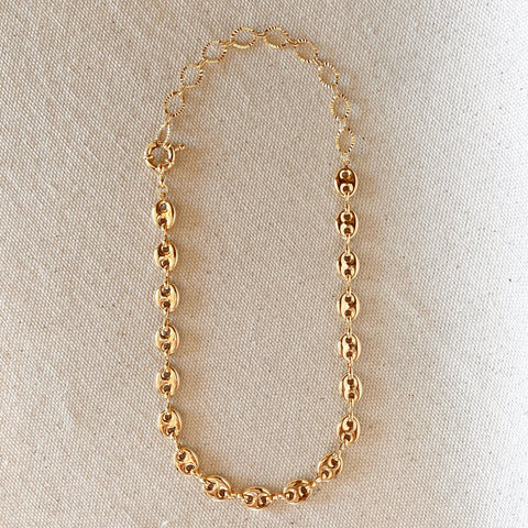 GoldFi - 18k Gold Filled Puffy Mariner Choker Featuring Unique Chain Extender