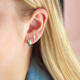 Kris Nations - Tennis Racket Crystal and Enamel Stud Earrings 18K Gold Vermeil | Sterling Silver CZ Crystal "Ball" Nickel Free Hypoallergenic Ships from CA