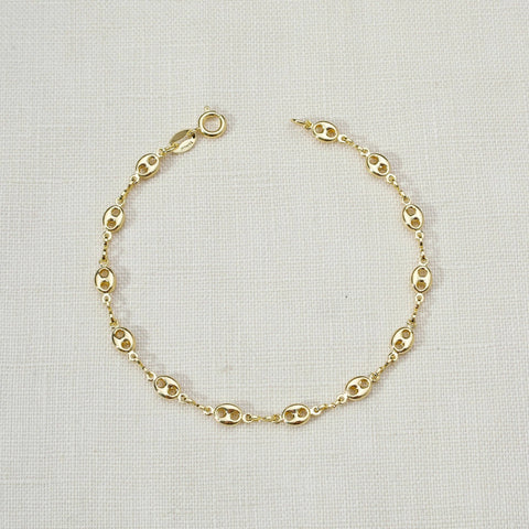 GoldFi - 18k Gold Filled Fancy Puff Links Chain Bracelet