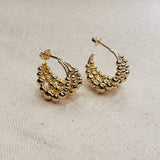 GoldFi - 18k Gold Filled Triple Line Beaded C Hoop Earrings