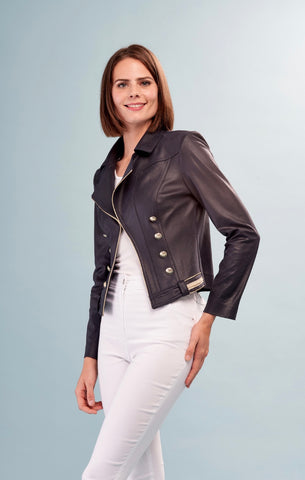 Insight Solid Vegan Leather Military Jacket
