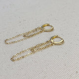 GoldFi - 18k Gold Filled CZ  Hoop With Dangling Chains Earrings