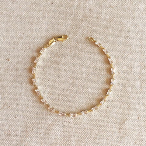 GoldFi - 18k Gold Filled Sideway Baguette Tennis Bracelet