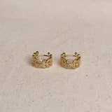 GoldFi - 18k Gold Filled CZ Leaf Clicker Hoop Earrings