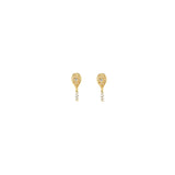 Kris Nations - Tennis Racket Crystal and Enamel Stud Earrings 18K Gold Vermeil | Sterling Silver CZ Crystal "Ball" Nickel Free Hypoallergenic Ships from CA