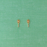 Kris Nations - Tennis Racket Crystal and Enamel Stud Earrings 18K Gold Vermeil | Sterling Silver CZ Crystal "Ball" Nickel Free Hypoallergenic Ships from CA
