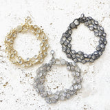 Triple layered crystal bracelet boutique salon jewelry spa: Gold