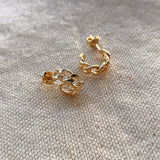 GoldFi - 18k Gold Filled Petite Cuban Link Chain C-Hoop Earrings