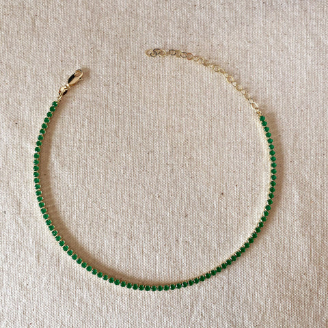 GoldFi - 18k Gold Filled 3mm Cubic Zirconia Emerald Necklace