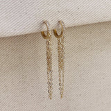 GoldFi - 18k Gold Filled CZ  Hoop With Dangling Chains Earrings