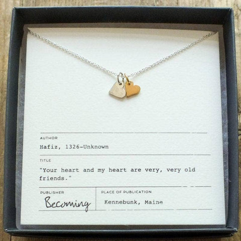 Becoming Jewelry - Tiny Double Heart Charm Necklace