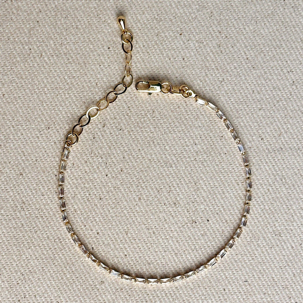 GoldFi - 18k Gold Filled 1.5mm CZ Baguette Tennis Bracelet