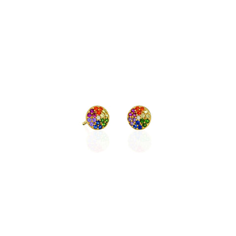 Kris Nations - Round Rainbow Crystal Stud Earrings