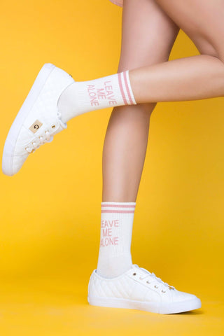 High Heel Jungle - Leave Me Alone Cotton Socks - Pink & White