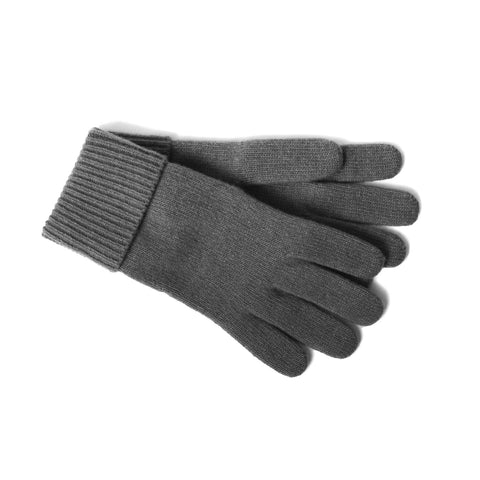 Portolano - CASHMERE GLOVES WITH RIBBED CUFF: MEDIUM HTH GREY