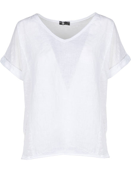 M Made In Italy - The Effortless  Linen V-Neck Tee