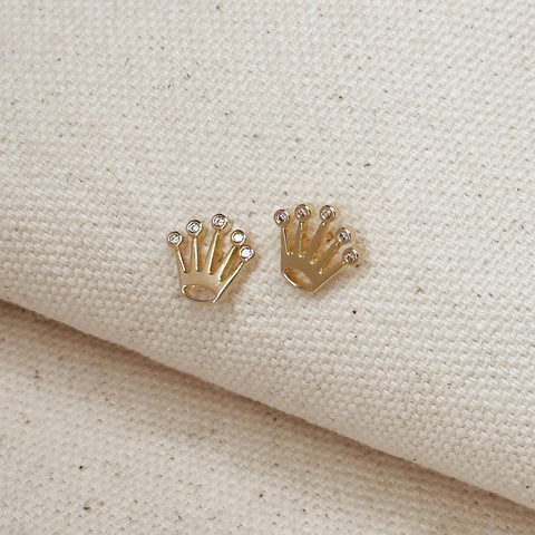 GoldFi - 18k Gold Filled Crown CZ Stud Earrings