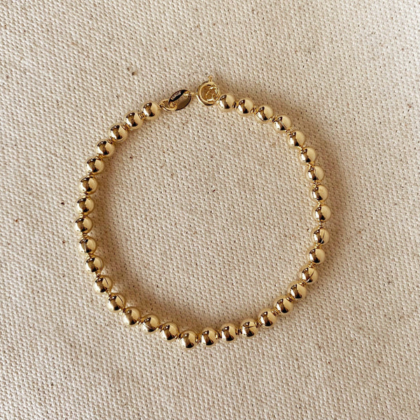 GoldFi - 18k Gold Filled 4.5 mm Beaded Bracelet: 7 inches