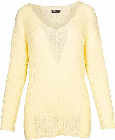 M Made In Italy - Open Knit V-Neck Sweater