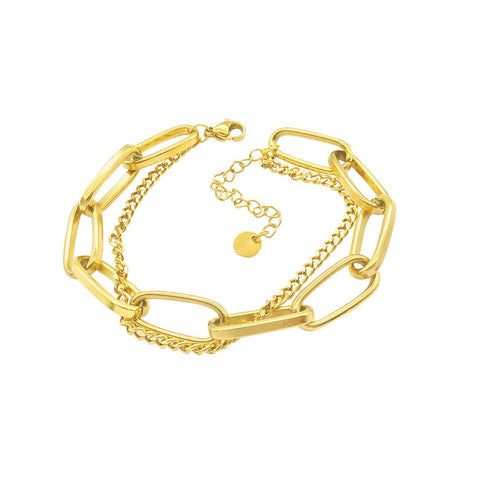 Adornia - Oversized Paper Clip Mixed Chain Bracelet gold