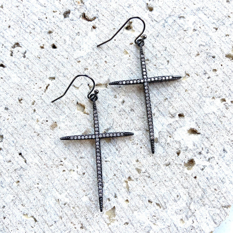 Cross earrings religious  jewelry boutique pray salon jewelr
