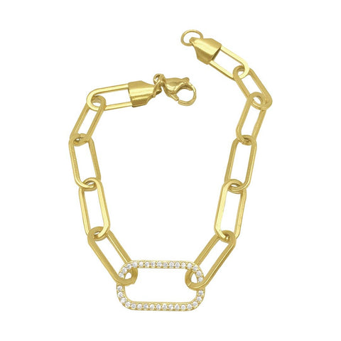 Adornia - Paper Clip Chain with Oversized Link Bracelet gold