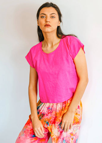 Haley Solar - Ethically Made Linen Shell In Hibisicus