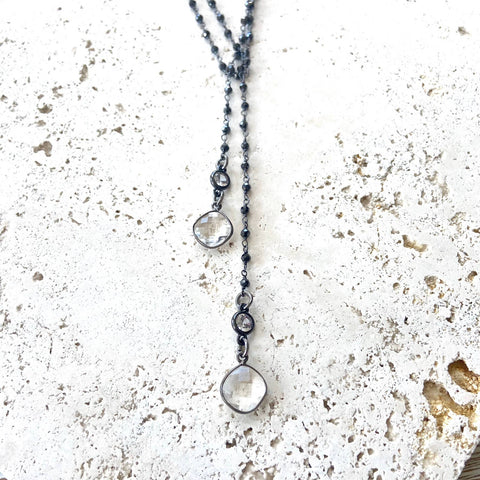 VB&CO Designs Handmade Jewelry - Semi precious boutique jewelry wrap necklace salon fashion: Sparkly black spinel