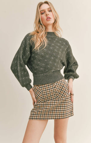 Sage The Label - Along The Vines Cable Sweater: HUNTER GREEN