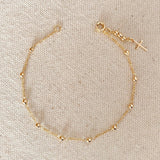 GoldFi - 18k Gold Filled Beaded Bracelet with Cross Charm