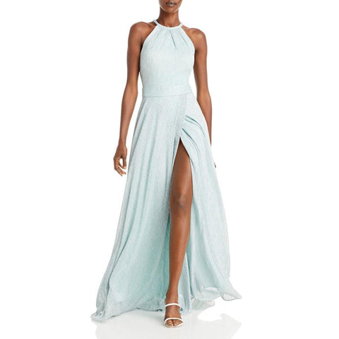 Aqua Wrap Effect Maxi Gown