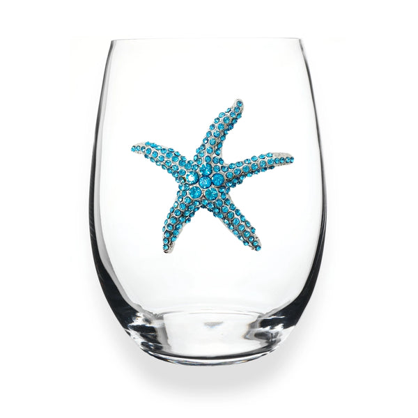 The Queens' Jewels® - Blue Starfish Jeweled Stemless Wine Glass