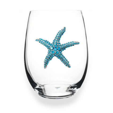 The Queens' Jewels® - Blue Starfish Jeweled Stemless Wine Glass