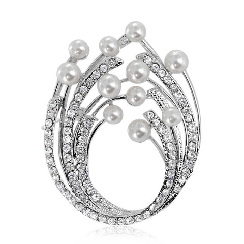 DoubleAccent - Austrian Crystal Simulated Pearl Glory Brooch