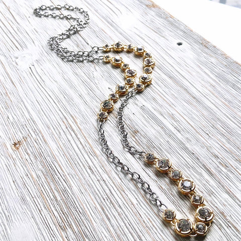 VB&CO Designs Handmade Jewelry - Long crystal necklace mixed metals boutique jewelry salon
