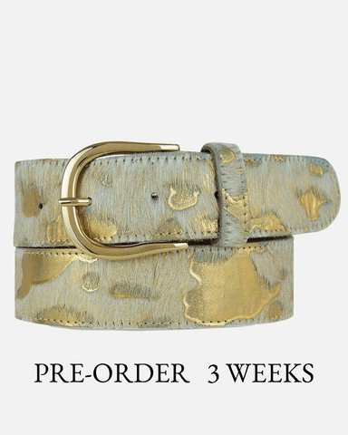 Amsterdam Heritage Belts, Bags, Apparel - PREORDER Dakota | Metallic Leather Dress Belt Women: XS-75 / Gold