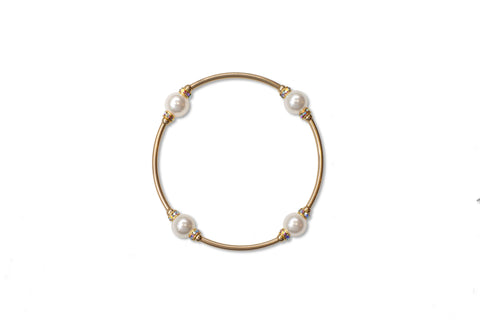 Made as Intended - 8mm Crystal White Blessing Bracelet with Gold-filled Links