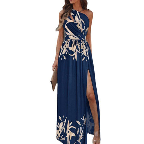 Boutique Posey Dress - One-Shoulder Split Party Dress