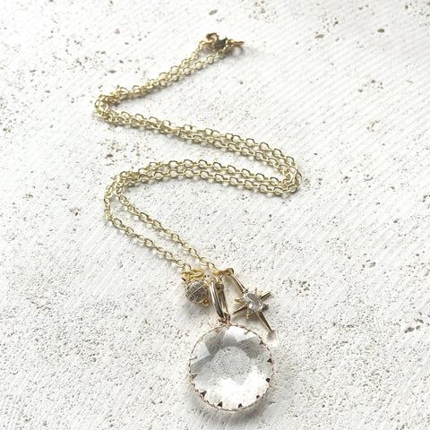 VB&CO Designs Handmade Jewelry - Crystal Jewelry Crystal Gold Necklace Boutique Salon trendy: 20”