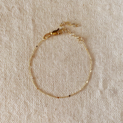 GoldFi - 18k Gold Filled 1mm Curb Bracelet With Pressed Details