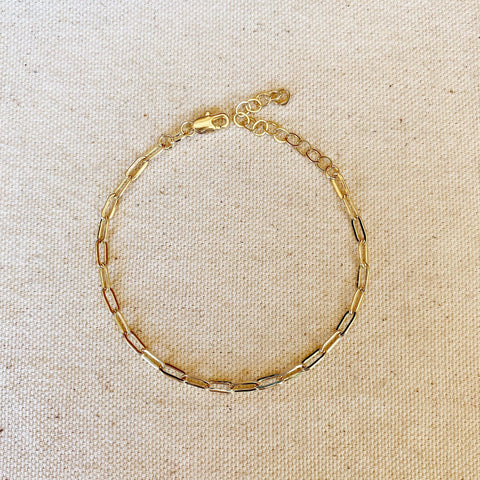 GoldFi - 18k Gold Filled Short Link Paperclip Bracelet: 7 inches with extender
