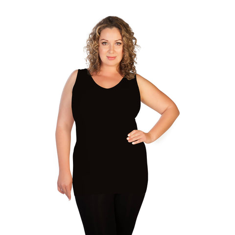 Skinnytees - Plus V Neck Tank: Black