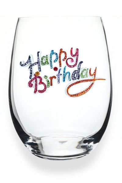 The Queens' Jewels® - Happy Birthday Jeweled Stemless Wine Glass
