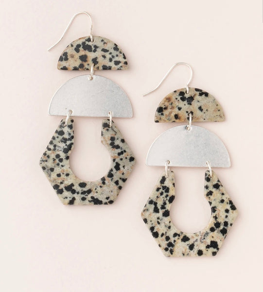 Scout Curated Wears-Stone Cutout Earrings Dalmatian Jasper and Silver