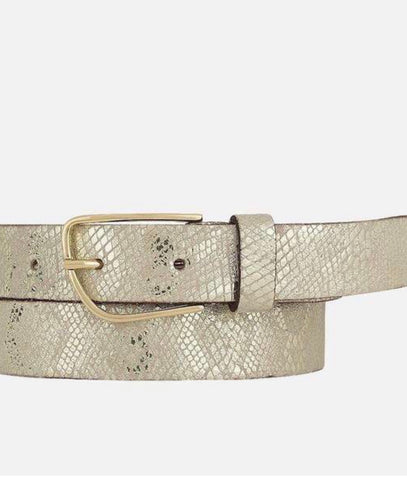 Amsterdam Heritage Carlyn White Snake Leather Belt