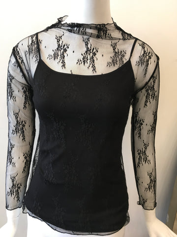 M & C  MOCK NECK LACE SEAMLESS SECOND SKIN