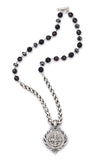 French Kande NIGHT TIDE MIX WITH SILVER WIRE, CHEVAL CHAIN AND SAINT BENEDICT MEDALLION