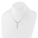 Cheryl M Sterling Silver Rhodium-plated Fancy Brilliant-cut Round and Pear CZ Y-Drop 16 Inch Necklace